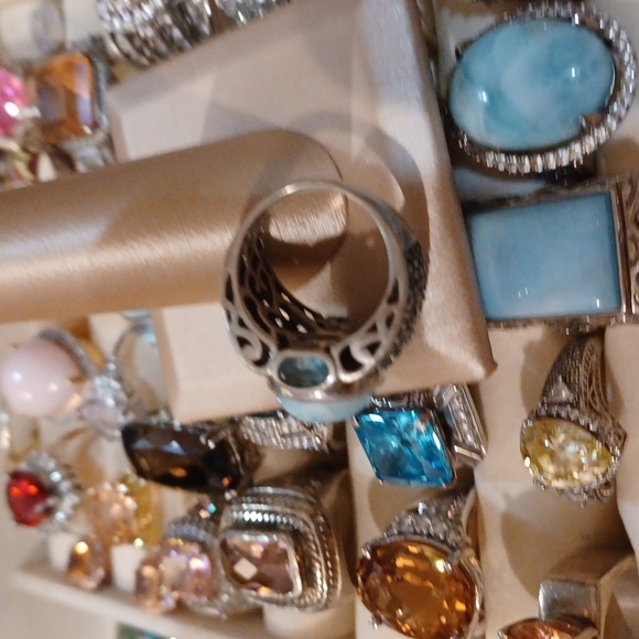 SALE! SALE! Genuine,  Domincan Republic, Larimar and   blue topaz ring! Sz. - Picture 5 of 7